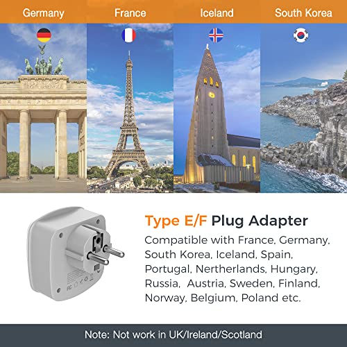 image for TESSAN Germany France Power Adapter, Type E F Plug Adaptor with 2 USB 