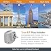 TESSAN Germany France Power Adapter, Type E F Plug Adaptor with 2 USB Ports 2 AC Outlets, US to European Europe German French Spain Greece Iceland Norway Russia Korea Poland