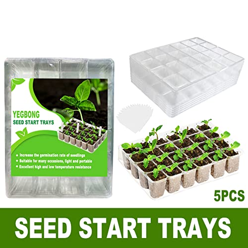 ZYLLZY 5 pacotes de bandejas transparentes para iniciantes de mudas, bandeja de sementes transparent