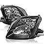 Spec-D Tuning Black Clear Bezel Headlights Compatible with Honda Prelude 1997-2001 L+R Pair Head Light Lamp Assembly