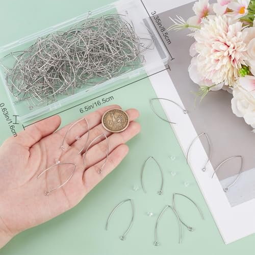 Beebeecraft 1 Box 200Pcs 316 Surgical Stainless Steel V-Shape Earring Hooks Silver French Ear Wire with Ear Nuts for DIY Earring Jewelry Making (Pin: 0.8mm/0.03in) - Image 3