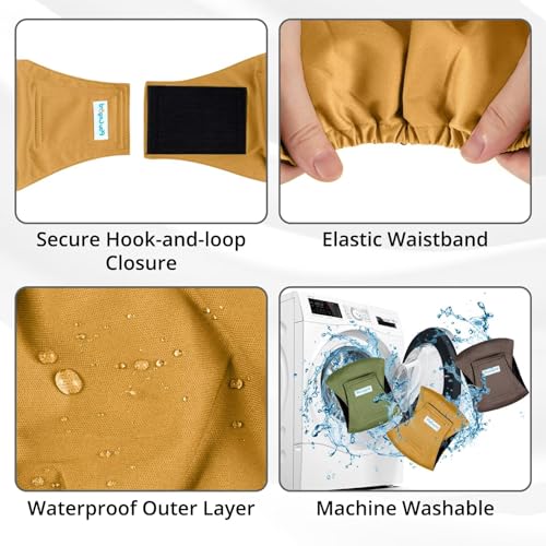 Image of Paw Legend Washable Dogs Diapers Male Dog Belly Bands for Male Dogs Diapers Reusable Puppy & Doggie Diapers Male (3 Pack, Small)