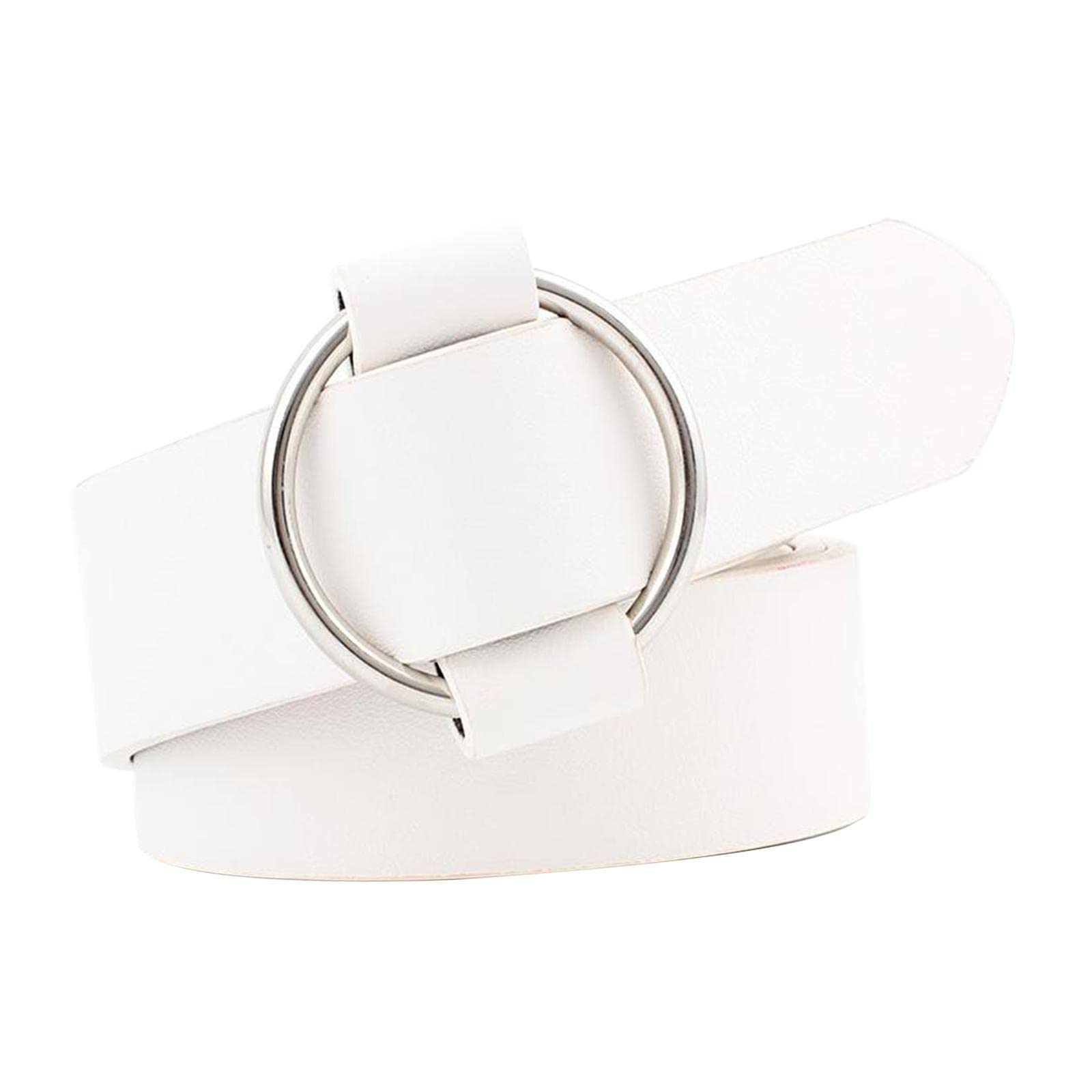 DYNWAVE Stylish Women's Leather Belt with Sleek Alloy Buckle in White
