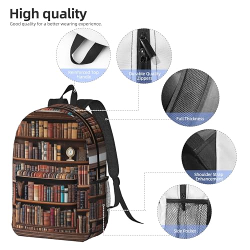 Sac à dos de voyage portable bibliothèque noir multi-poches 43cm