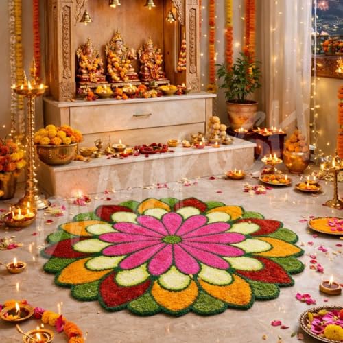 Image of Divyakosh Items for Home Decoration, Artificial Flower Hangings (Yellow) (Flower Mat)