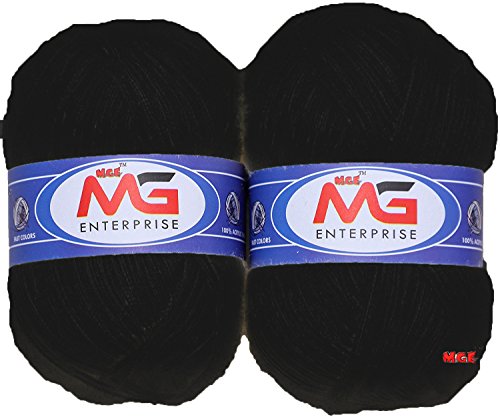 Image of M.G ENTERPRISE Feather Soft Black Hand Knitting Wool Yarn, 200 gm, Mix