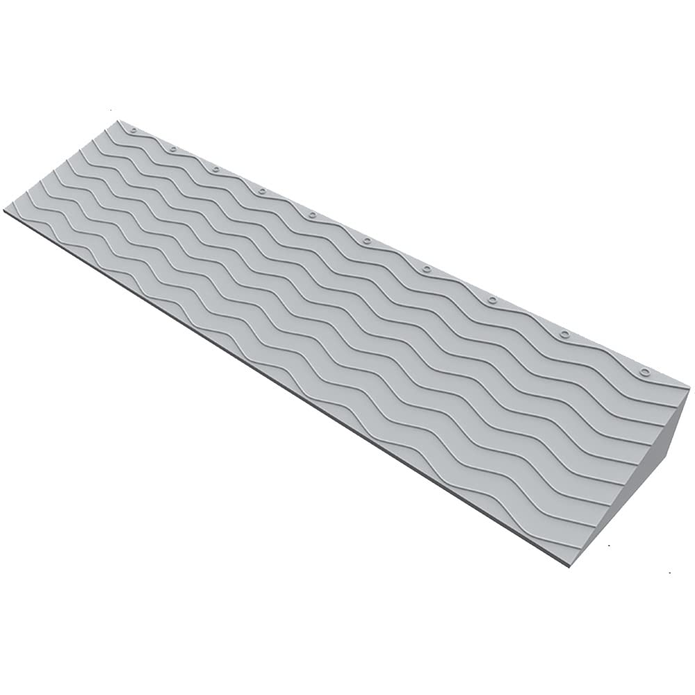 Rampa de silla de ruedas de 3 pulgadas para puerta, 39 pulgadas de ancho, rampa de goma antideslizante para escalones de casa, superficie texturizada para mayor seguridad (plata, elevación de 1.8