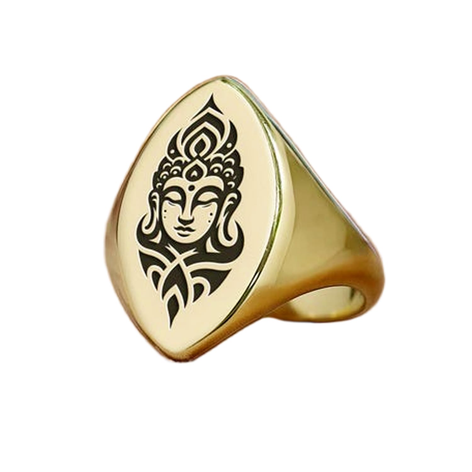 Bague Bouddha hypoallergénique en argent plaqué or - 6