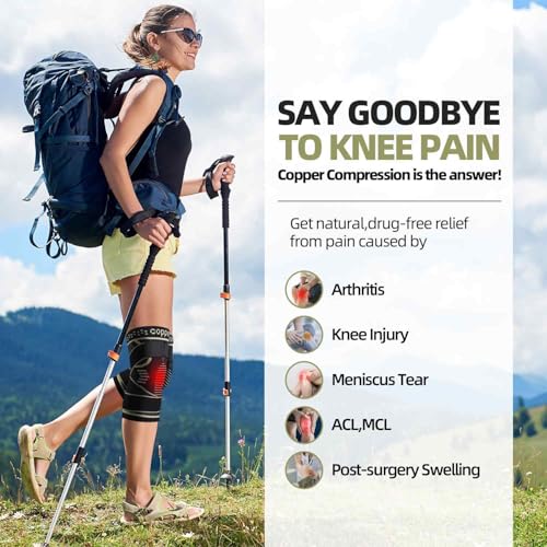 Copper Knee Brace with Straps for Women Men, 2 PCS Knee Support for Running, Working Out, Sports, Weightlifting, Knee Compression Sleeve for Knee Pain, Arthritis, ACL, Meniscus Tear, Joint Pain Relief by Lexniush - Image 3