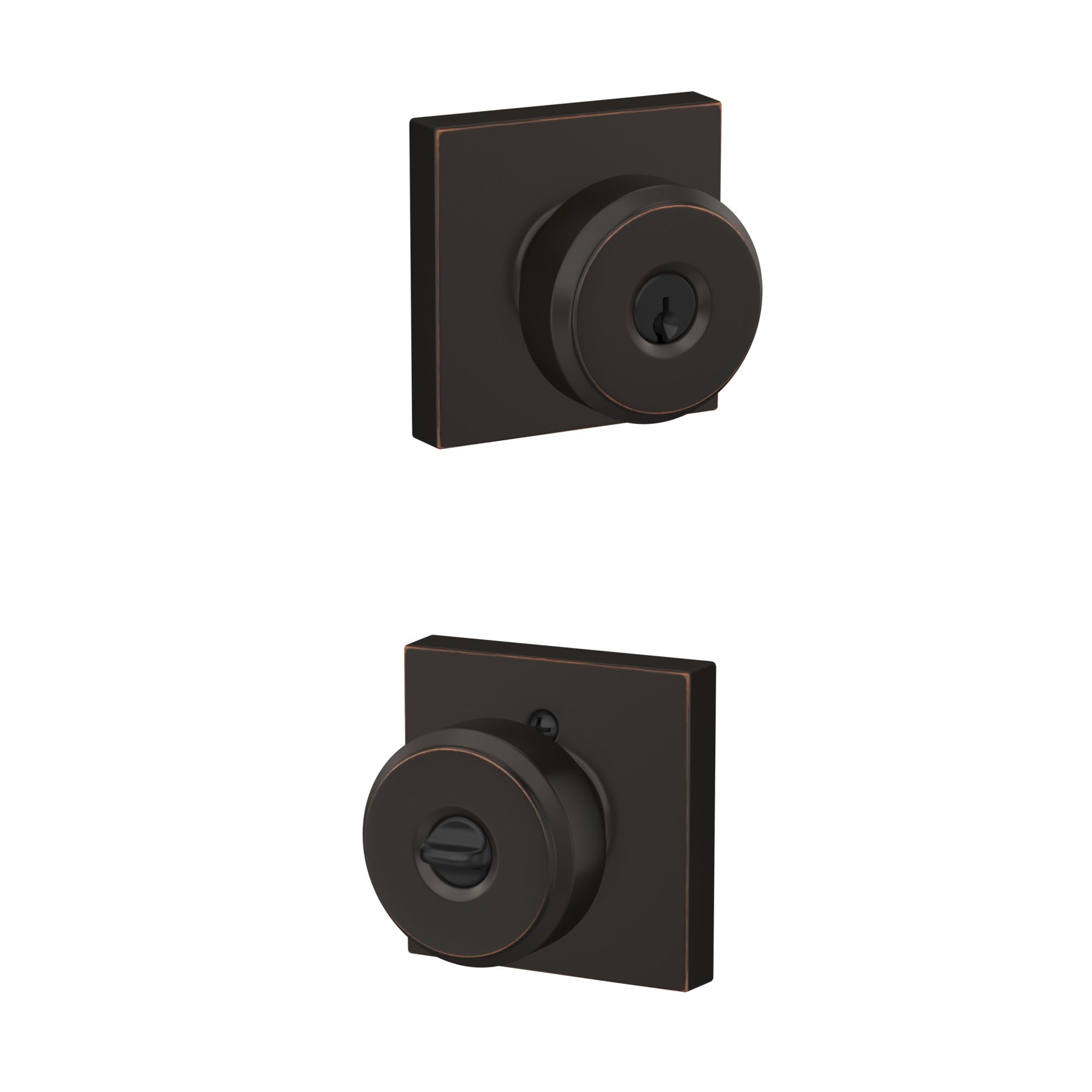 Cerradura de entrada Schlage F51A con sistema antibloqueo pomo bronce 716