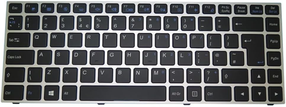 Laptop Keyboard For Chillblast Leggera 14 N141ZU United Kingdom UK Black With Backlit SIlver Frame New