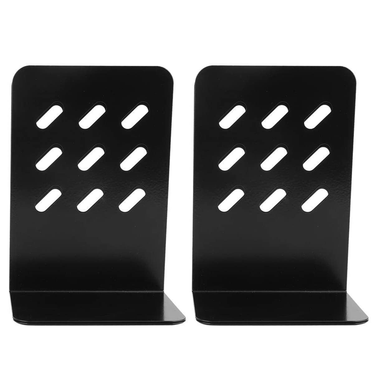 KASTWAVE Black Bookends Shelf, Book End, for School Table Decor Home(A pair of black nine palaces (two pieces))