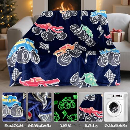Image of TEHALK Monster Truck Blanket for Boys /Girls /Kids /Toddler /Baby, Monster Truck Toys for Boys Age 3-12, Car Blanket for Birthday /Unique Gifts 40 inchx 60 inch
