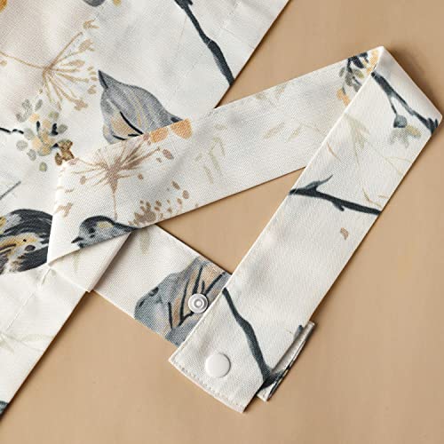 Vogol Tie Up Valances For Kitchen Windows, Gray Birds And Floral Print Valance Curtains Rod Pocket Tie Up Shades For Windows, 1 Panel, 52X18 #TOP6