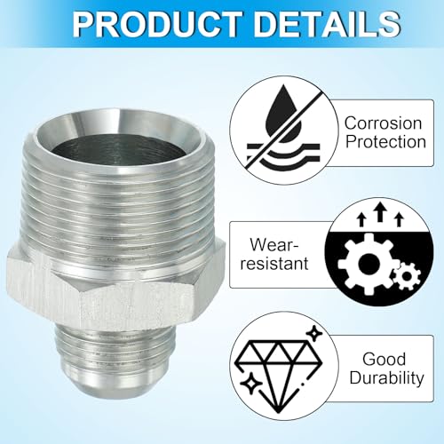 Image of PATIKIL Pipe Adapter Connector 1-1 /16 inch Male 74 Flare JIC x 1-1 /4 inch Male R Pipe Fitting Oil Feed Restrictor Fitting Hydraulic Connector for Oil Steam Water Pipelines System