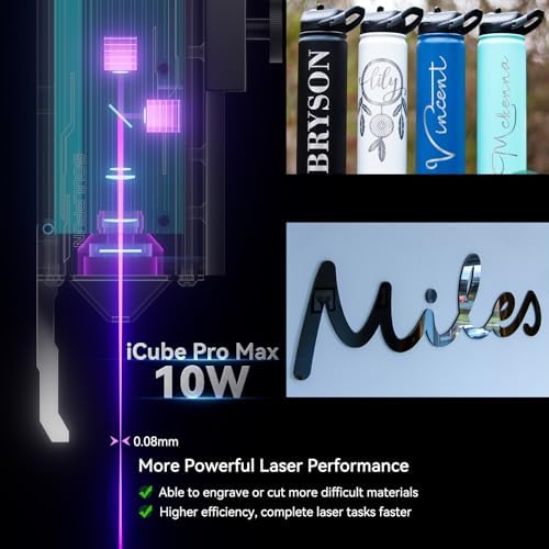 Bild 2 - SCULPFUN iCube Pro Max 10W Laser Graviermaschine Upgrade, APP Gravur, mini laser graviermaschine mit Rauchfilter, Gravurgeschwindigkeit 10000 mm/min, Temperatur alarm, 120x120 mm Gravurbereich