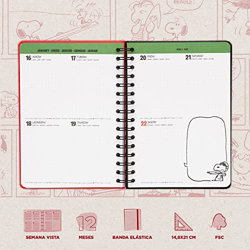 Miniatura 2 de Grupo Erik: Agenda Escolar 2022-2023 Snoopy Born To Hug, Agenda Semanal A5, 14,8 X 21 Cm, 12 Meses, Ideal Como Diario Snoopy, Agenda Universitaria 2022 2023, Agenda Escolar Media Y Secundaria