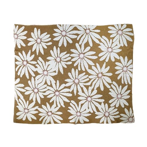 Image of Creative Co-Op Large Cotton Knit Baby Blanket with Flower Prints, Multicolor