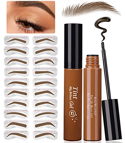Medium Brown Eyebrow Tint Tattoo Brow Peel Off Brow Tint Gel Semi-permanent Tattoo Eyebrow Tinting Kit Waterproof, Last
