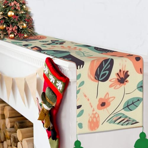 Chemin de table en lin chat pour décoration de cuisine et repas de fête
