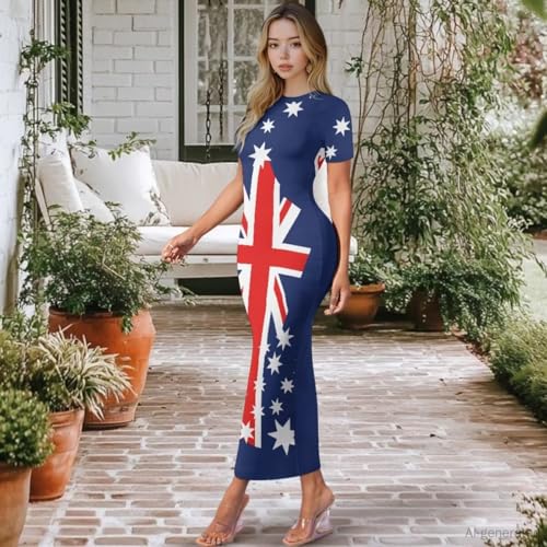 Image of Womens Short Sleeve Jamaican Flag Midi Bodycon Dress | Soft stretchy fabric,crew neck,jamaican print casual date night cocktail party, elegant chic, spring summer fall all season