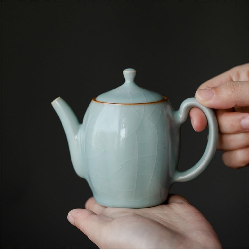 Teapot Ceramic Teapot Ru Kiln Teapot Can Be Opened to Make Teapot Ceramic Kung Fu Tea Porcelain Teapot Single Teapot Tea Sets (Blue C)