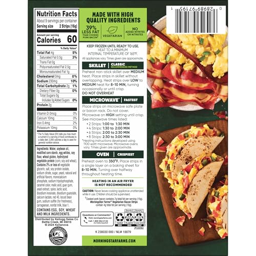 MorningStar Farms Meatless Bacon Strips, Vegetarian Meat, 5.25oz