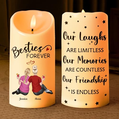 Macorner Personalized Friends LED Candle - Christmas and Birthday Gift for Women, Best Friend, Bestie