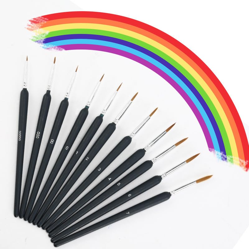 Set 9 Pennelli Per Dettagli Finissimi – Punta Fine 000/00/0 Per Modellismo E Acquerello - 5
