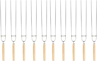 DOITOOL 10 Pcs Stainless Steel Bbq Skewers U-shaped Roasting Forks with Wooden Handles for Outdoor Grilling Barbecue Cooking Tools, Suitable for Chicken Wings and Lamb Leg