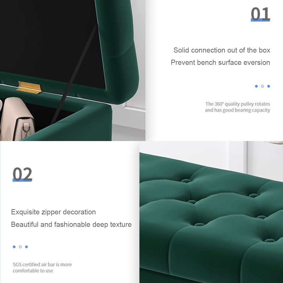 Banco de Almacenamiento para Entrada, otomana y baúl con Tapa abatible y Asiento Acolchado, Taburete para Cama (diámetro de 60 x 40 x 40 cm)
