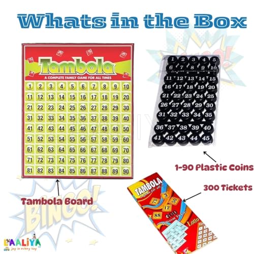 Image of Smart Tambola Game Set with 300 Non Repeating Tickets, Number Calling Board & Marker Coins | Reusable Housie Board Game for Families, Adults, Kids, Birthday Parties & Festivals