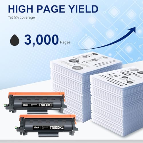 Image of TEINO Compatible TN830XL Toner Cartridge Replacement for Brother TN830XL TN830 XL TN 830 Toner for HL-L2460DW DCP-L2640DW HL-L2420DW HL-L2405W MFC-L2820DW HL-L2480DW HL-L2400D Printer (Black,2 Pack)