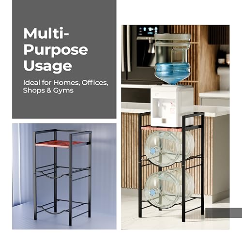 Image of Lifelong 3-Tier Water Can Dispenser Stand |Water Bottle Holder - Wooden Shelf |Heavy- Duty Rack for 20L Bottles| 75kg Weight Capacity|Space-Saving&Anti Skid Design for Home, Kitchen, Office&Gym, Black