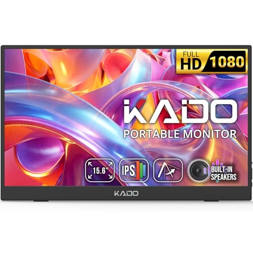 Image of Kado 15.6 Inch 1080p FHD Ultra-Slim Laptop Monitor Second Display | IPS 1920x1080 Adjustable Kickstand, Screen Extender for PC, Mac, Tablet, Phone, Xbox, PS5, Switch USB-C & HDMI Connectivity
