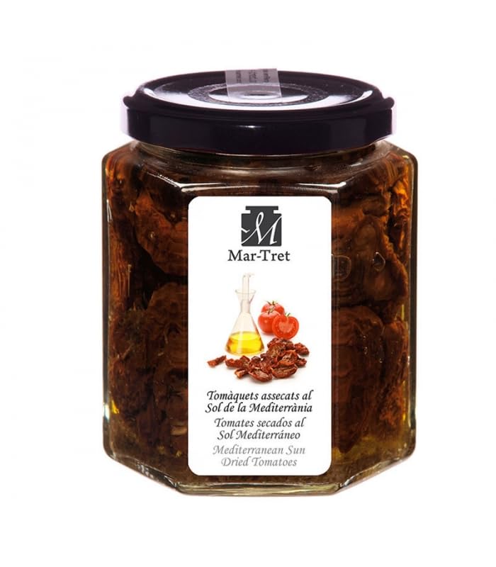 Tomate Seco en Aceite | Mar Tret - Verduras Deshidratadas, Bote de Cristal 180 Gr - Tomates Secos Secados Al Sol, Ideal para Ensaladas y Platos Gourmet
