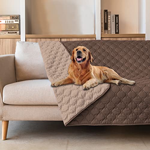 Image of gogobunny 100% Double-Sided Waterproof Dog Bed Cover Pet Blanket Sofa Couch Furniture Protector for Puppy Large Dog Cat, Reversible (82x120 Inch (Pack of 1), Dark Chocolate /Light Chocolate)