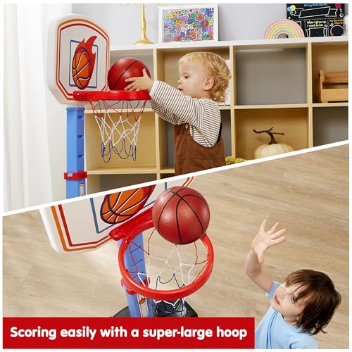 image for JOYIN Toddler Basketball Hoop Indoor, Adjustable Basketball Goal for K