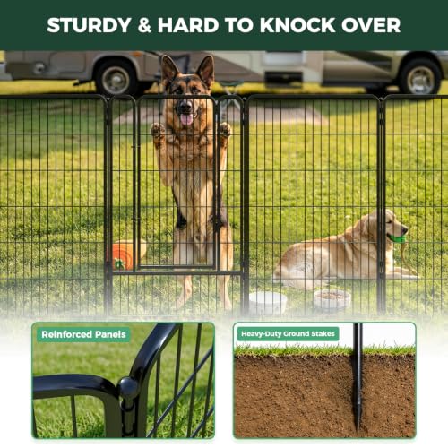 Image of FXW Rollick Dog Playpen with RV Step Grid for RV Camping, 45 inch H, 16 Panels | Easy Setup & Sturdy, Blocks RV Stair Gaps, Fits RV Steps up to 26 inchW, For Large Dogs, Patented