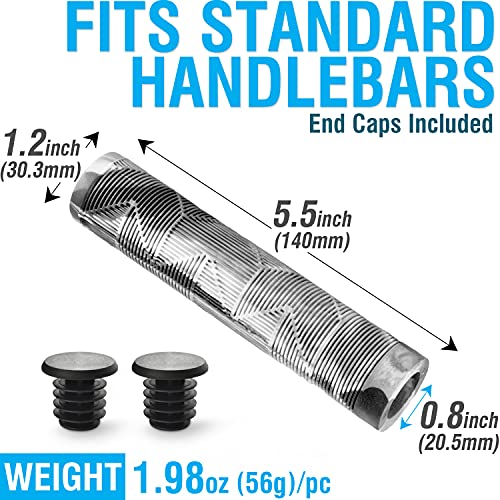 Image of MARQUE Chevron BMX Handlebar Grips - Flangeless Bicycle Grips for Flat Straight Bars Like BMX, MTB, Scooter; 140 MM of Non-Slip Grip to Match Any Bike or Scooter