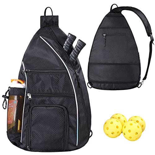 Llywcm Pickleball Bag | Sling Bags - Reversible Crossbody Sling Backpack For Pickleball Paddle, Tennis, Pickleball Racket And Travel For Women Men(Black) #TOP3