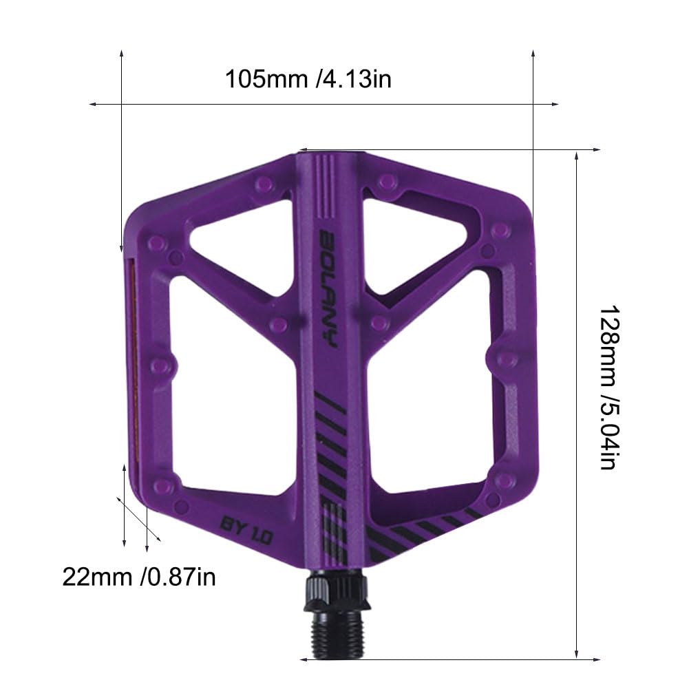 Pédales De Vélo En Nylon Kexpery – Roulements DU Scellés, Avec Réflecteurs, Antidérapantes, 128x105 Mm, Noir/vert/violet/orange