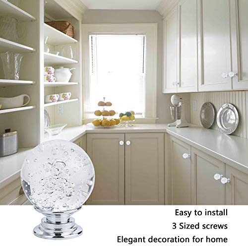 Ieik 10 Pcs Crystal Cabinet Knobs Round Glass Bubbles Knobs Smooth Drawer Pulls Handle For Home, Cabinet, Drawer And Dresser With 3 Different Size Screws, 30Mm (Transparent) #TOP4
