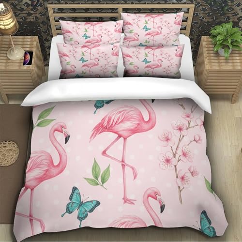 Housse de couette flamant rose effet 3D microfibre luxe - 5