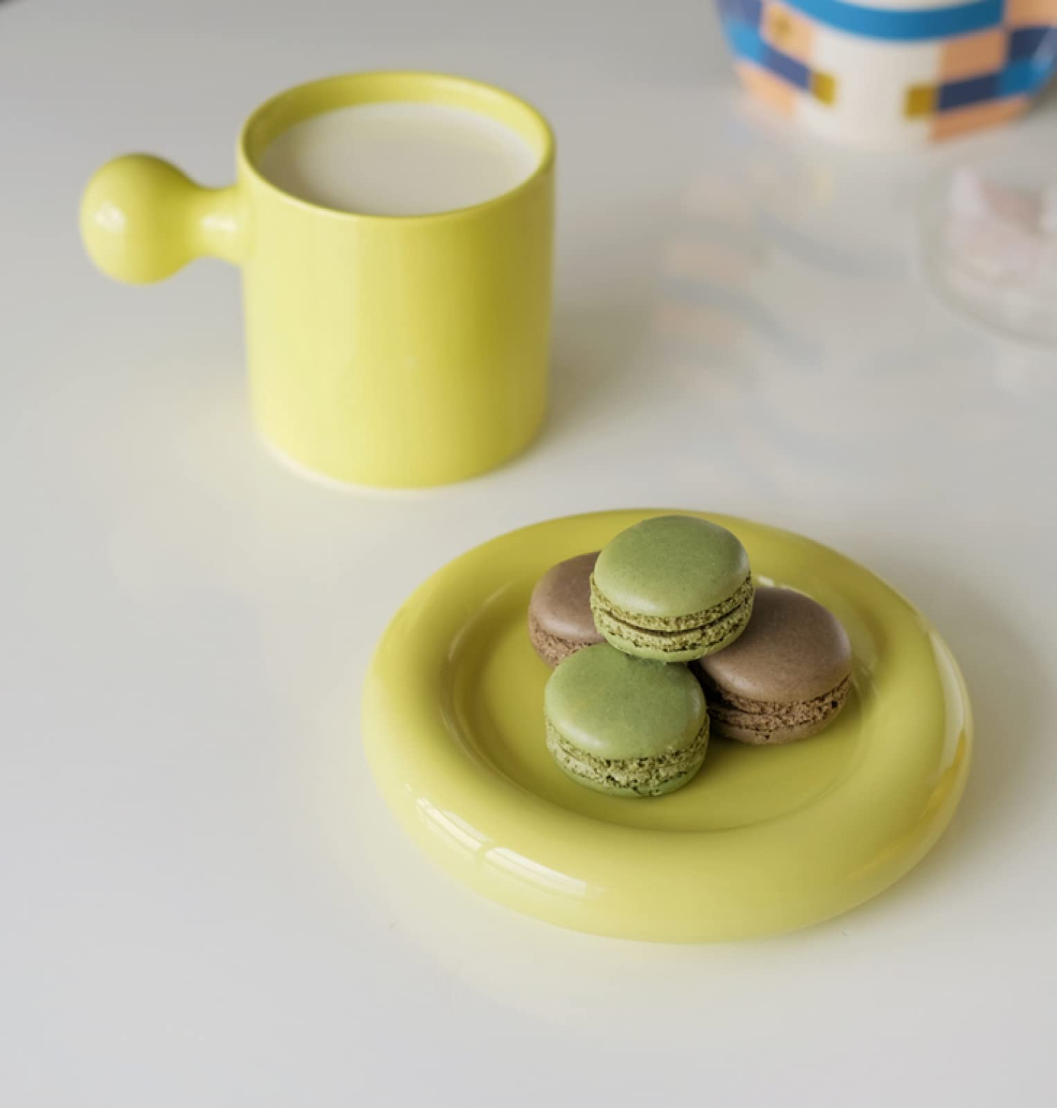 Kaffeetasse aus Keramik grün mit Untertasse Teetasse Keramik Kaffeetasse Geschenk für Büro und Zuhause