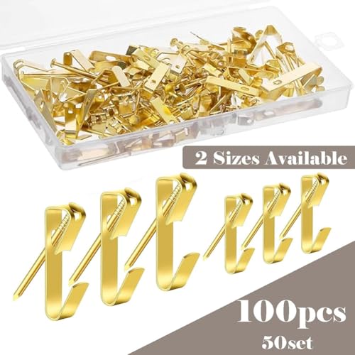 Image of Picture Hangers,50 Set Picture Hanging Hooks Picture Hanging Kit with 50Pcs Hooks and 50Pcs Nails