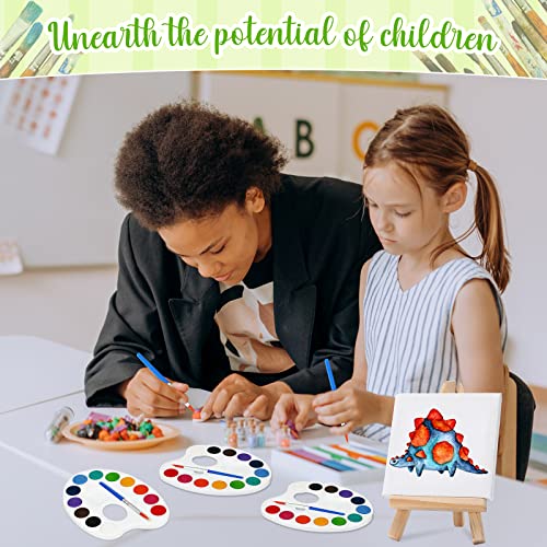 Mini Watercolor Paint Sets 12 Colors Watercolor With 3 X 3'' Painting Canvas Panel With Wooden Easel Set Stretched Canvas Display Easel Painting Brush Kit For Kids School Art Party Favors (48 Pcs) #TOP5