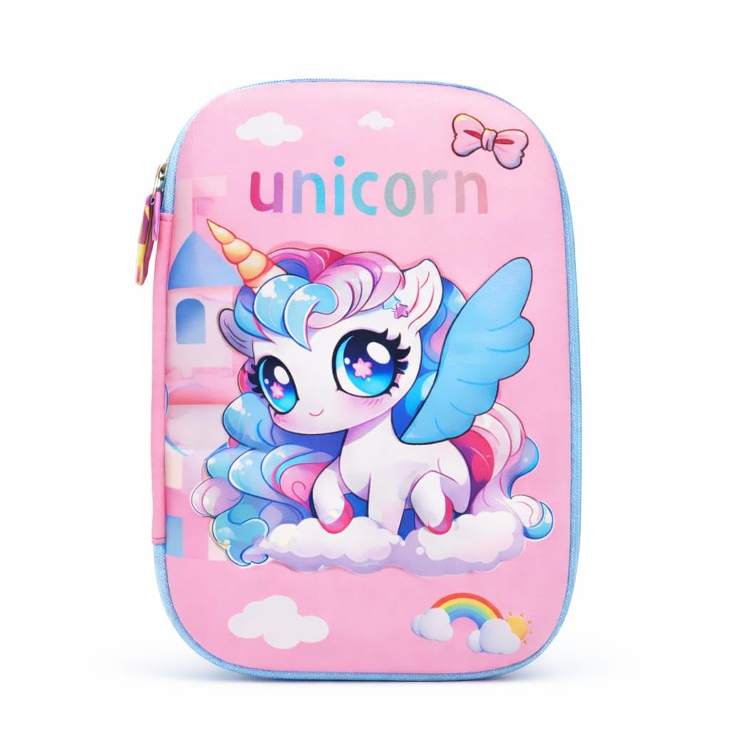 Pencil Box Combo for Kids | Unicorn Character Hardtop Pencil Cases | Multi-Compartment Stationery Organizer with Zipper | Lightweight Pencil Pouch for School Boys & Girls (Baby Unicorn)-image-39