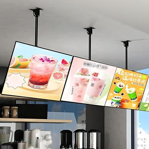 3 Pcs LED Menu Board Set - Digital Advertising Display for Restaurants, Cafes & Shops, Backlit Electronic Menu Screens, Wall-Mounted TV Light Box Billboard