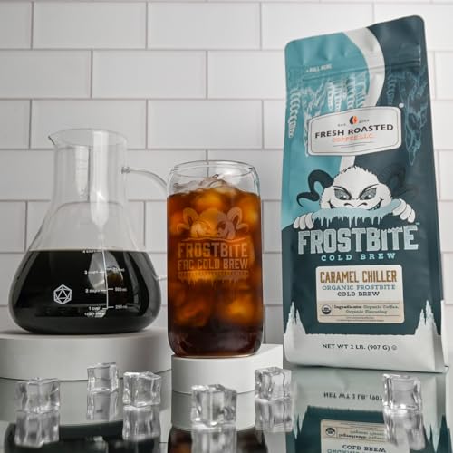 Image of Fresh Roasted Coffee, Organic Caramel Chiller Frostbite Cold Brew Whole Bean Coffee, Medium Roast, USDA Organic, Kosher, 2 lb (32 oz)